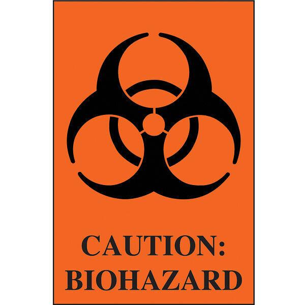 Caution: Biohazard Labels, 2.5" x 4", Pack of 100